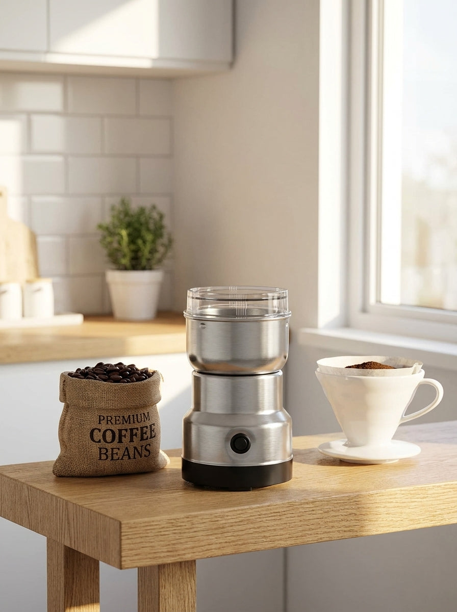 Trituradora Multifuncional Eléctrica para el Hogar – Muele Café, Granos y Especias en Segundos.