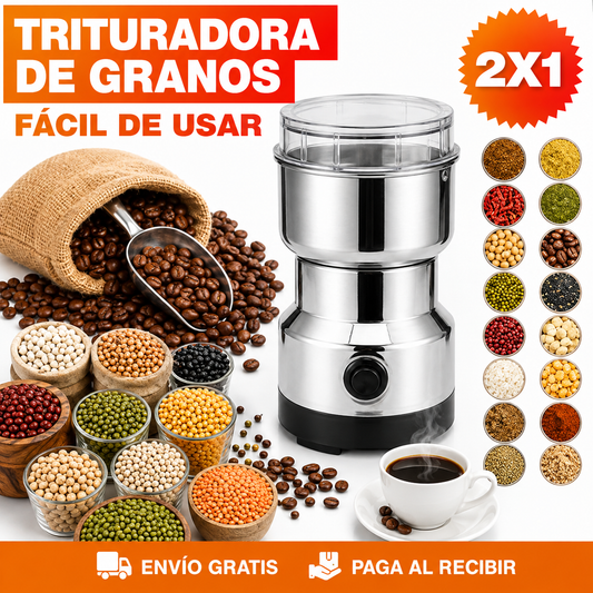 2 Trituradoras Multifuncionales Eléctricas para el Hogar – Muele Café, Granos y Especias en Segundos · 2x1