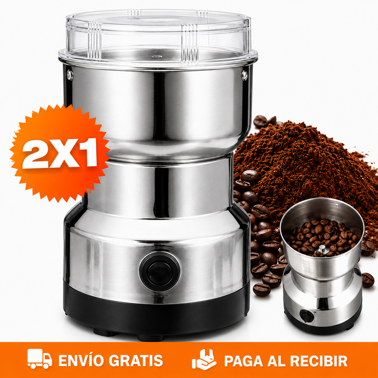 2 Trituradoras Multifuncionales Eléctricas para el Hogar – Muele Café, Granos y Especias en Segundos · 2x1