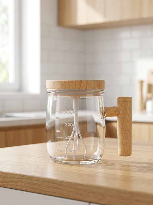Mug Mezclador Vidrio Recargable Premium